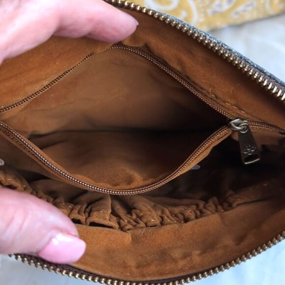 Patricia Nash Cassini White/Aqua Metallic Cow Hair Medium Clutch With Crystals - Picture 8 of 16